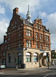 Barclays Bank, Enfield, north London, first cash machine in the world